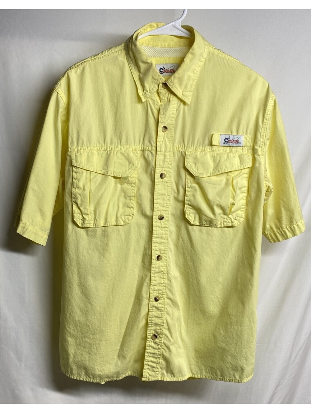 World Wide Sportsman Breathable Fishing Pockets Short Sleeve Shirt Yellow Men M